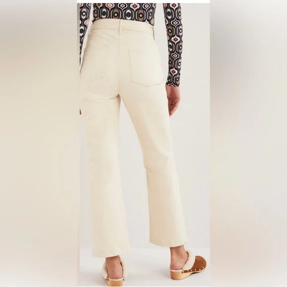 NWT Boden Cropped Flare High-Rise Jeans Cream Size 18 US - Picture 2 of 14